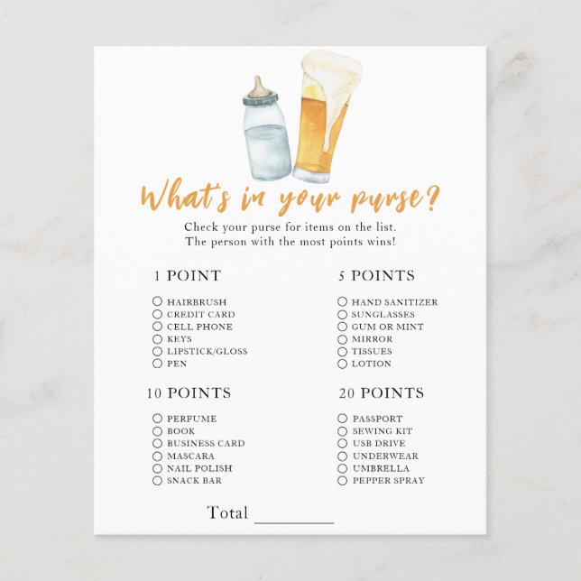 Bier baby shower - Wat zit er in je portemonnee sp (Voorkant)