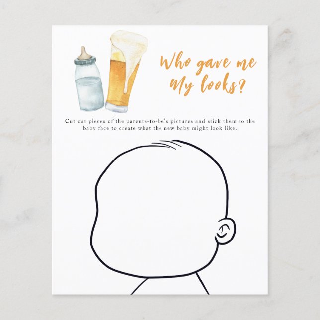 Bier baby shower - Wie gaf me mijn uiterlijk? (Voorkant)