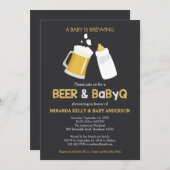 Bier & BabyQ Baby shower Uitnodiging, Bbq Uitnodig Kaart (Voorkant / Achterkant)