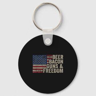 Bier Bacon Guns & Dom - Bbq Vintage Usa Vlag D Sleutelhanger