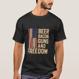 Bier Bacon Pistolen en Vrijheid Bier BBQ Vintage T-shirt