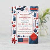 Bier BBQ 4th July Bald Eagle Amerikaanse Vlag Part Kaart (Staand voorkant)