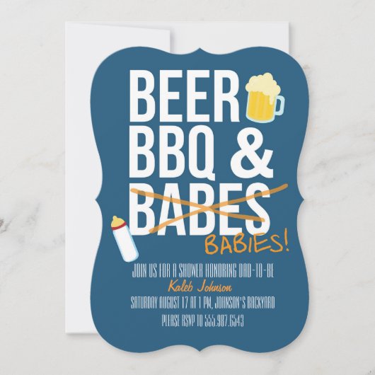 Bier, BBQ & Babes Babies Papa's Baby shower Uitnod Kaart (Voorkant)