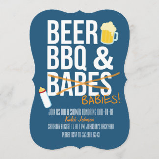 Bier, BBQ & Babes Babies Papa's Baby shower Uitnod Kaart