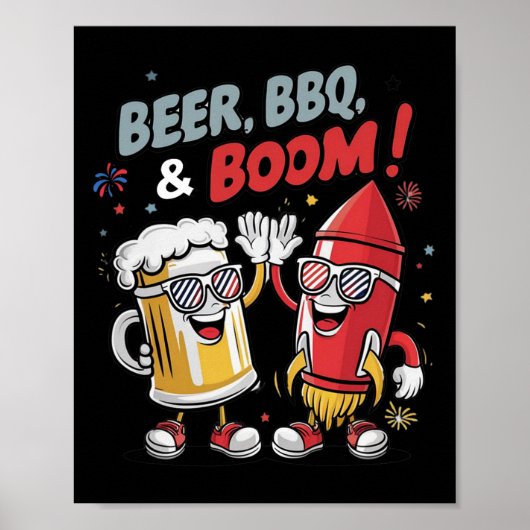 Bier BBQ Boom Funny Party Poster (Voorkant)