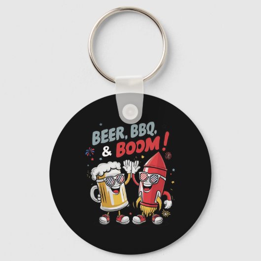 Bier BBQ Boom Funny Party Sleutelhanger (Voorkant)