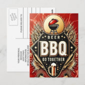 Bier & BBQ Ga samen Briefkaart (Voorkant / Achterkant)
