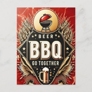 Bier & BBQ Ga samen Briefkaart