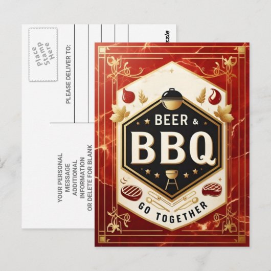 Bier & BBQ Ga samen Briefkaart (Voorkant / Achterkant)