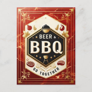 Bier & BBQ Ga samen Briefkaart