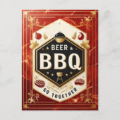Bier & BBQ Ga samen Briefkaart (Voorkant)