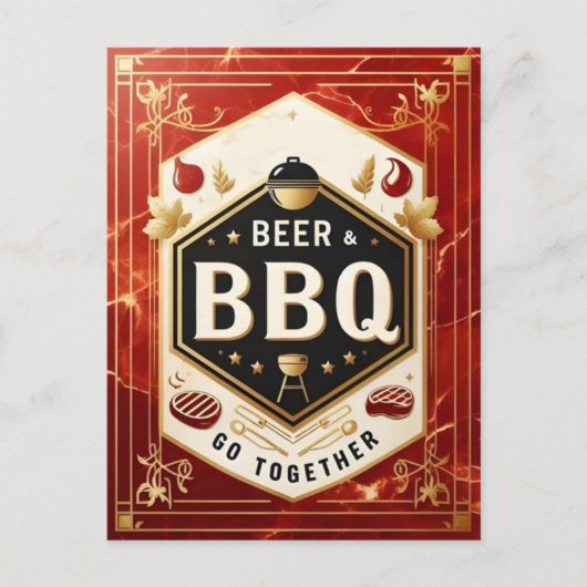 Bier & BBQ Ga samen Briefkaart (Voorkant)