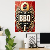 Bier & BBQ Ga samen Poster (Thuiskantoor)