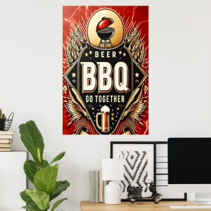 Bier & BBQ Ga samen Poster