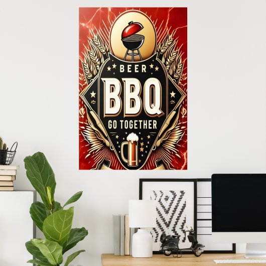 Bier & BBQ Ga samen Poster (Thuiskantoor)