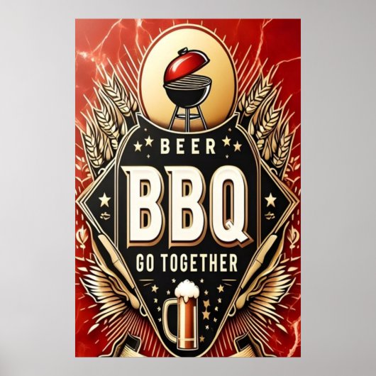 Bier & BBQ Ga samen Poster (Voorkant)