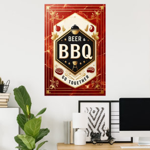 Bier & BBQ Ga samen Poster