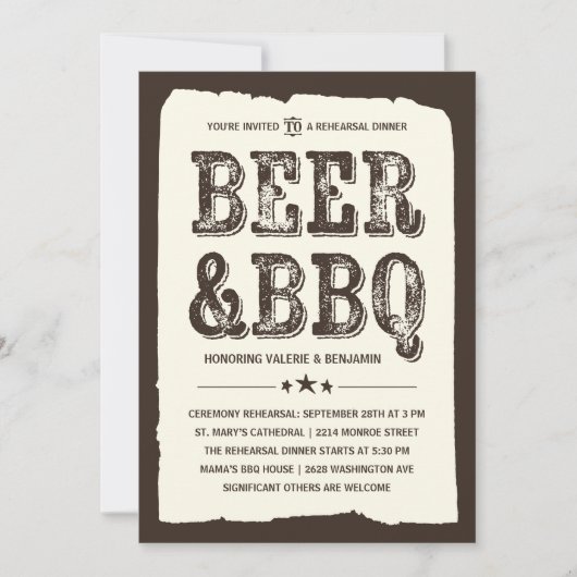 Bier & BBQ | Rustiek repetitiediner Kaart (Voorkant)