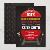 Bier & BBQ Verjaardag Uitnodiging - Elke leeftijd (Voorkant / Achterkant)