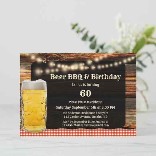 Bier BBQ verjaardagsfeestje uitnodiging