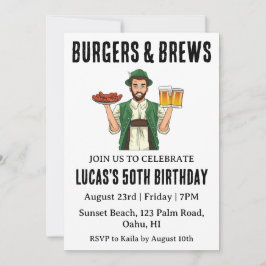 Bier BBQ verjaardagsuitnodiging Kaart