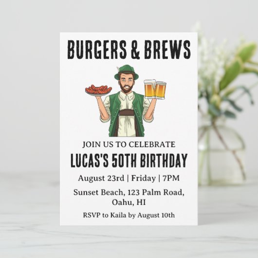 Bier BBQ verjaardagsuitnodiging Kaart (Staand voorkant)