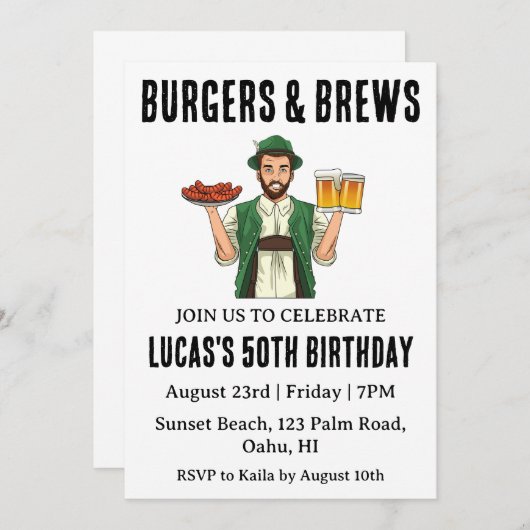 Bier BBQ verjaardagsuitnodiging Kaart (Voorkant / Achterkant)