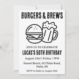 Bier BBQ verjaardagsuitnodiging Kaart