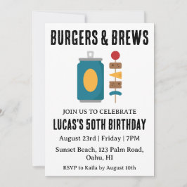 Bier BBQ verjaardagsuitnodiging Kaart