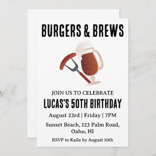 Bier BBQ verjaardagsuitnodiging Kaart (Voorkant / Achterkant)