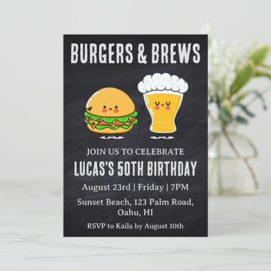 Bier BBQ verjaardagsuitnodiging Kaart (Staand voorkant)