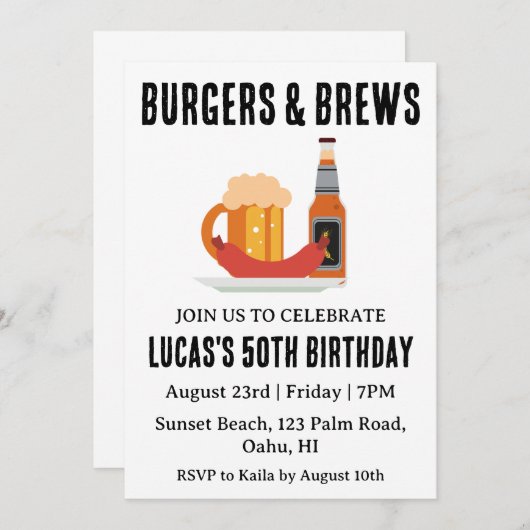 Bier BBQ verjaardagsuitnodiging Kaart (Voorkant / Achterkant)