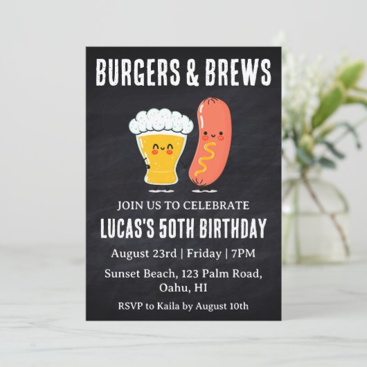 Bier BBQ verjaardagsuitnodiging Kaart (Staand voorkant)