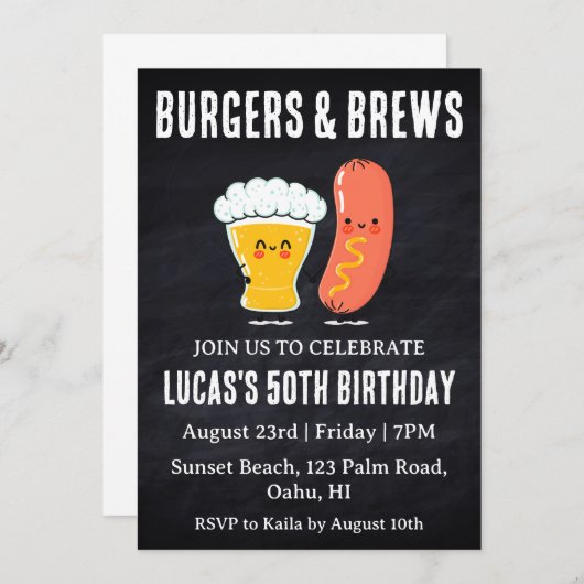 Bier BBQ verjaardagsuitnodiging Kaart (Voorkant / Achterkant)