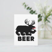 Bier -- Beer + herten Briefkaart (Staand voorkant)