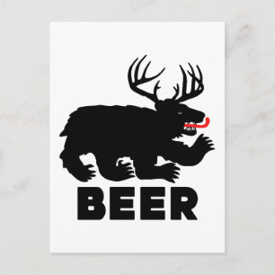 Bier -- Beer + herten Briefkaart