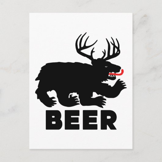 Bier -- Beer + herten Briefkaart (Voorkant)