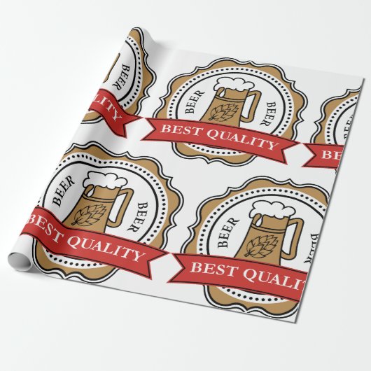 Bier Beste Kwaliteit Craft Brew Badge Cadeaupapier (Uitgerold)