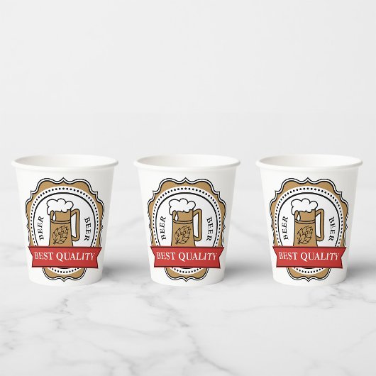 Bier Beste Kwaliteit Craft Brew Badge Papieren Bekers