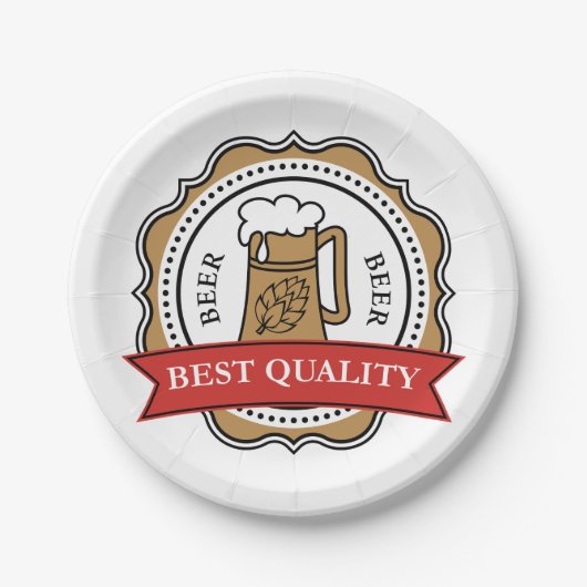 Bier Beste Kwaliteit Craft Brew Badge Papieren Bordje (Voorkant)