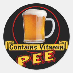 Bier Bevat Vitamine Pee T-shirts Cadeaus Ronde Sticker
