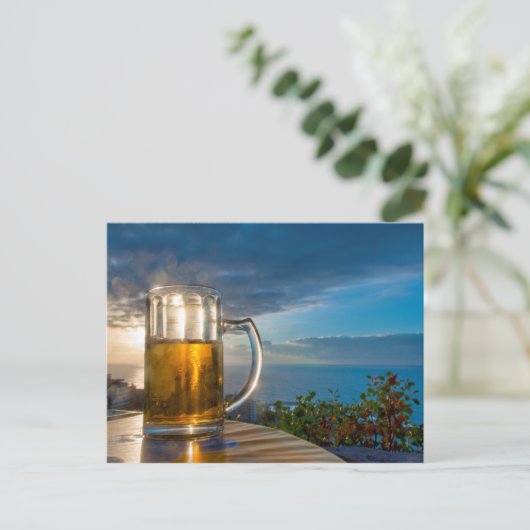 Bier bij zonsondergang briefkaart (Staand voorkant)