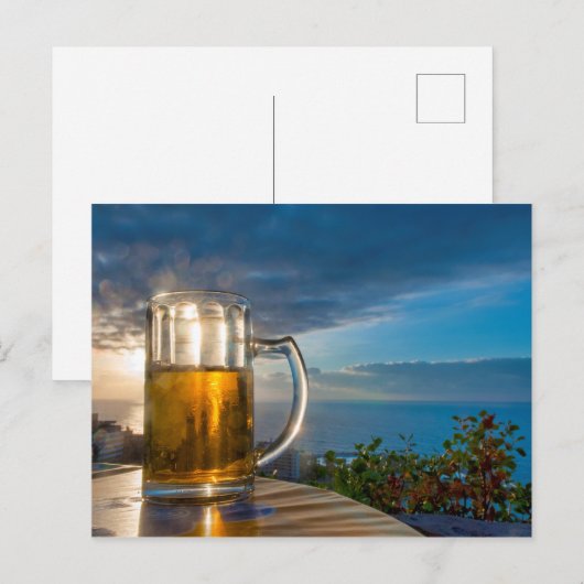 Bier bij zonsondergang briefkaart (Voorkant / Achterkant)