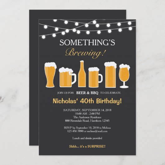 Bier Birthday Invitation, volwassen verjaardag Kaart (Voorkant / Achterkant)