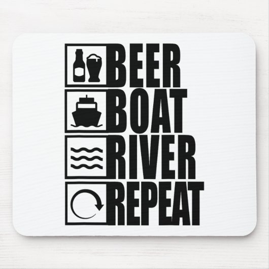 Bier Boot Rivier Herhaling Drinken Rivier Leven  Muismat (Voorkant)