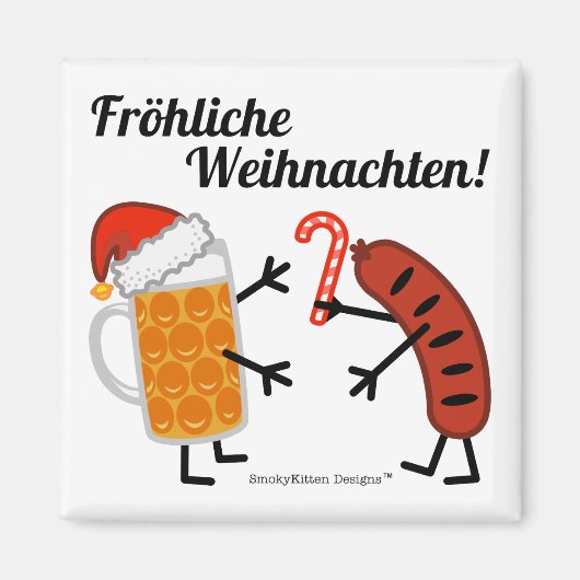 Bier & Bratwurst - Fröhliche Weihnachten! Magneet (Voorkant)