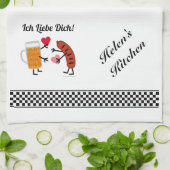 Bier & Bratwurst - Ich Liebe Dich! (Ik hou van je) Theedoek (Gevouwen)