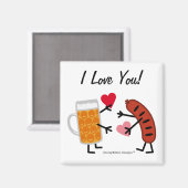 Bier & Bratwurst - Ik hou van je - Valentijnsdag Magneet (Voorkant / Achterkant)