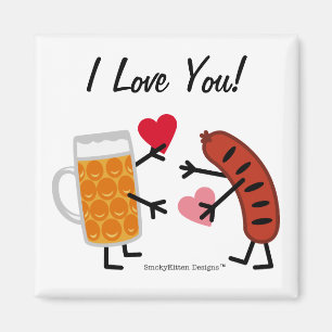 Bier & Bratwurst - Ik hou van jou - Valentijnsdag Magneet