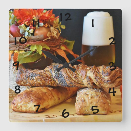 Bier, brood en Herfst Vierkante Klok (Voorkant)